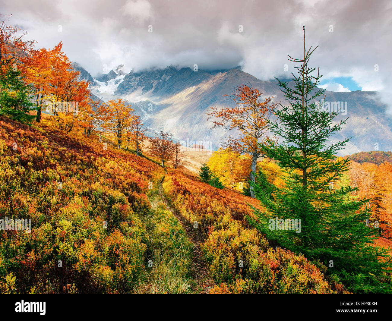 mountain range in the Carpathian Mountains in the autumn season. Stock Photo