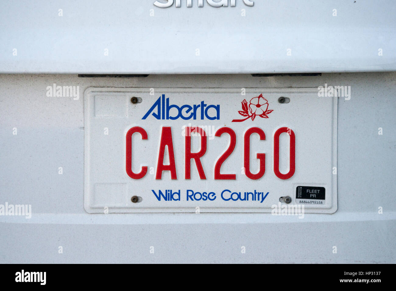Alberta car licence plate Car2Go Stock Photo
