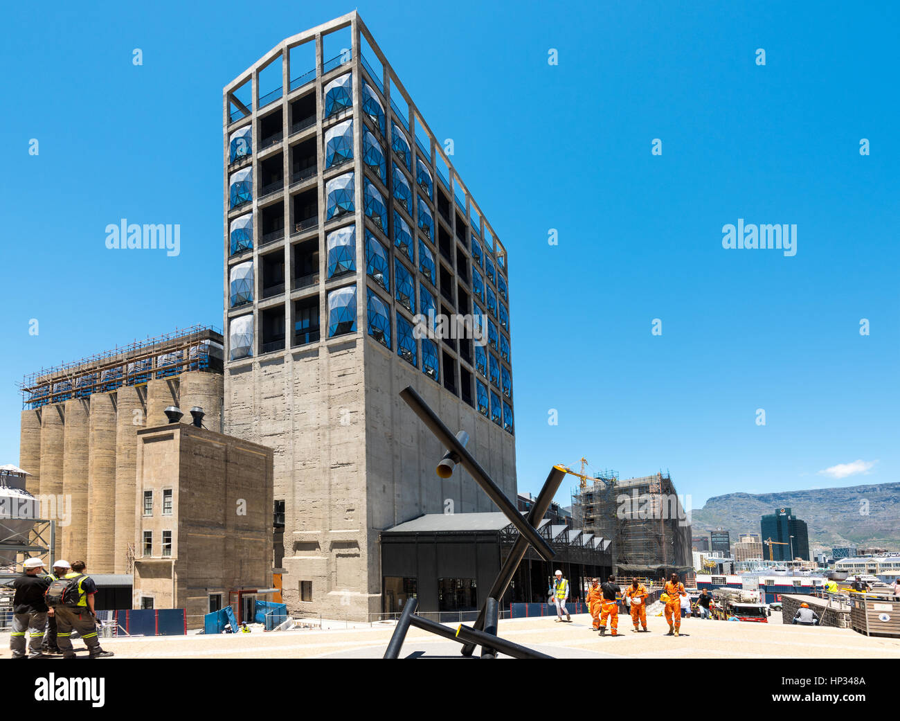 Cape Town, South Africa - December 1, 2016: Construction site of the new Zeitz Museum of Contemporary Art of Africa in Cape Town: German manager and A Stock Photo