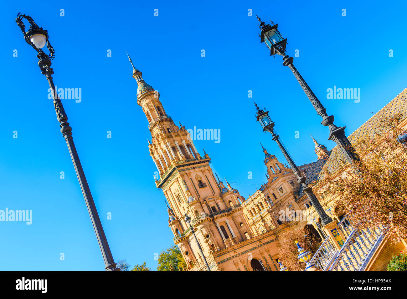 Plaza de espana-Spain square-Seville, Andalusia, Spain, Europe. Traditional bridge detail Stock Photo
