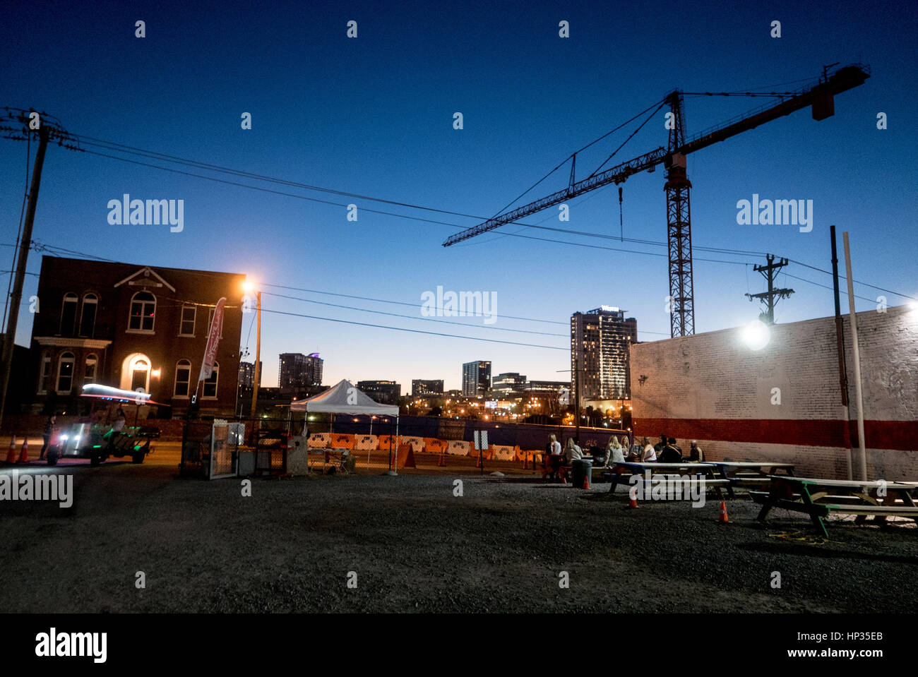 Popular sights of downtown Nashville, Tennessee, USA, including a view