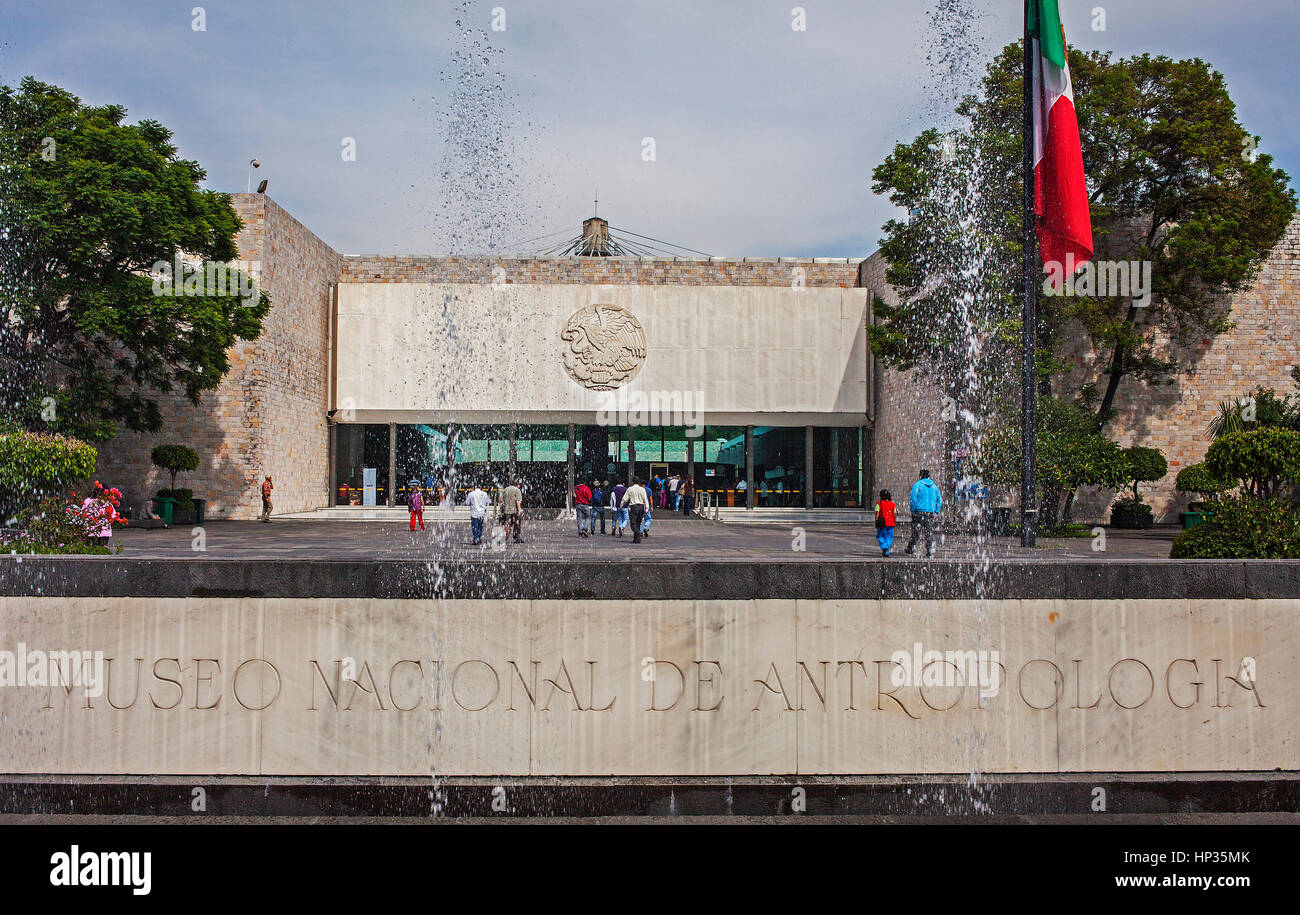 Facade, exterior, of National Museum of Anthropology. Mexico City. Mexico Stock Photo