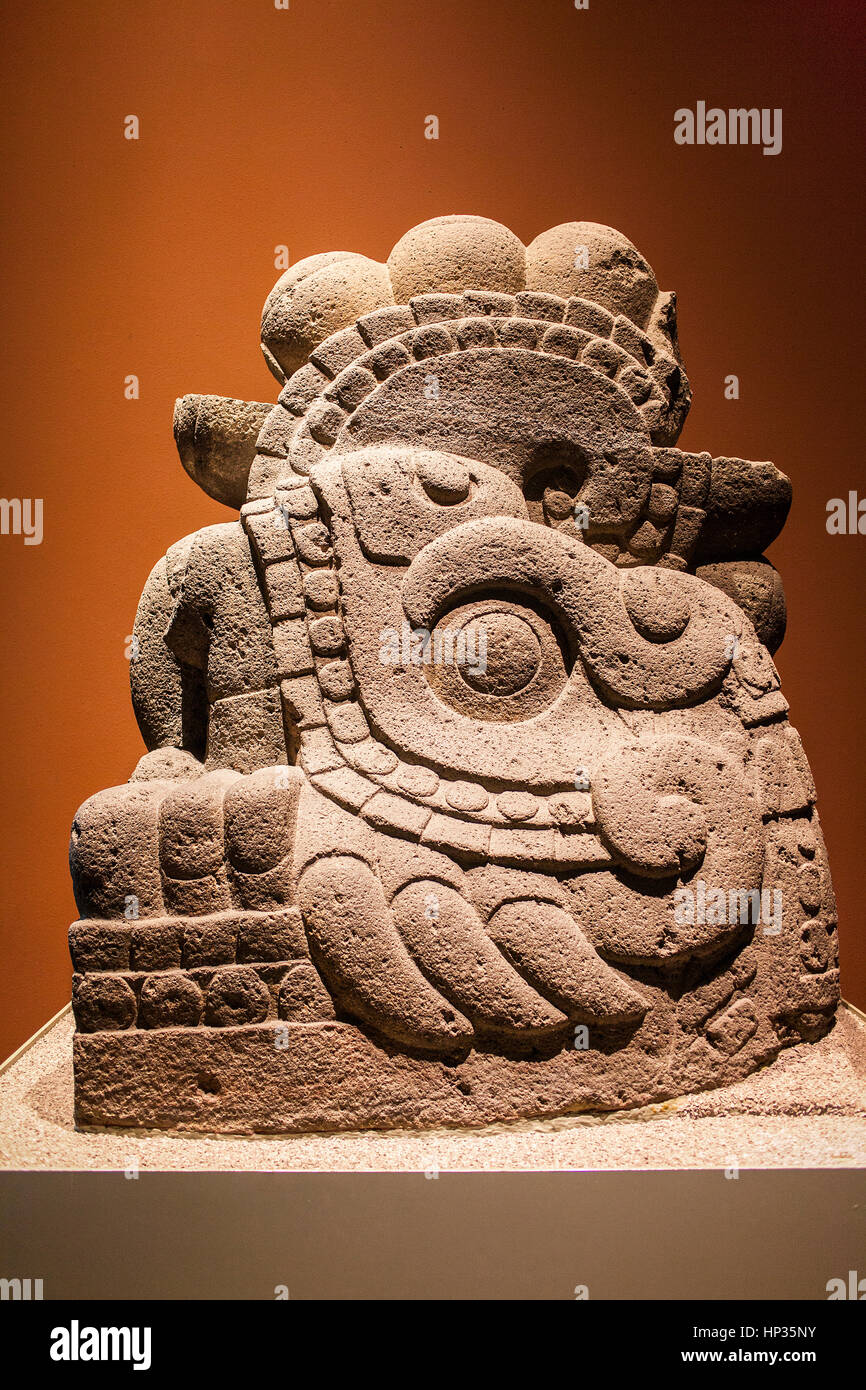 Xiucoatl, Azteka hall, National Museum of Anthropology. Mexico City. Mexico Stock Photo
