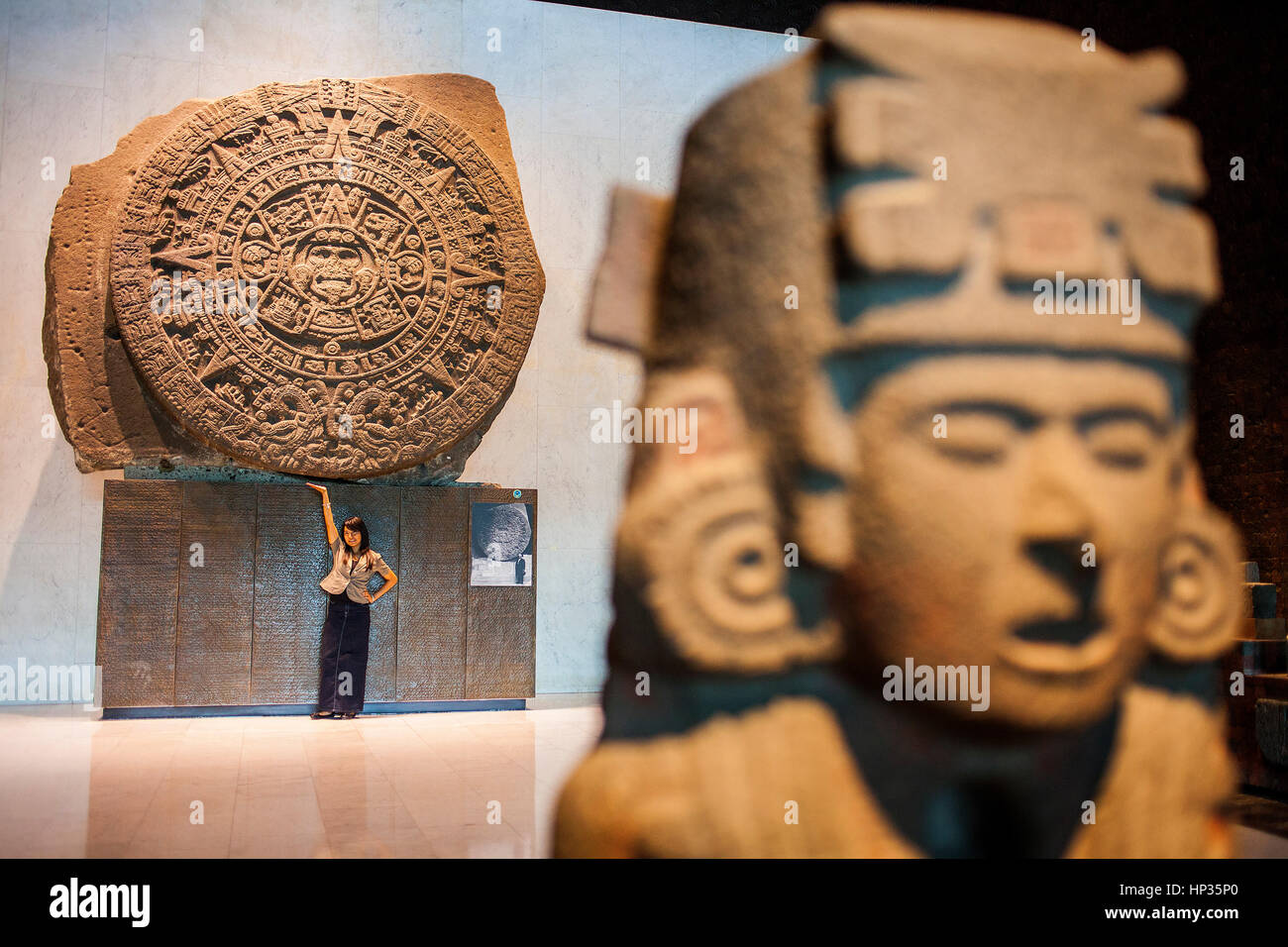 The Aztec Stone of the Sun, National Museum of Anthropology, Mexico City, Mexico Stock Photo
