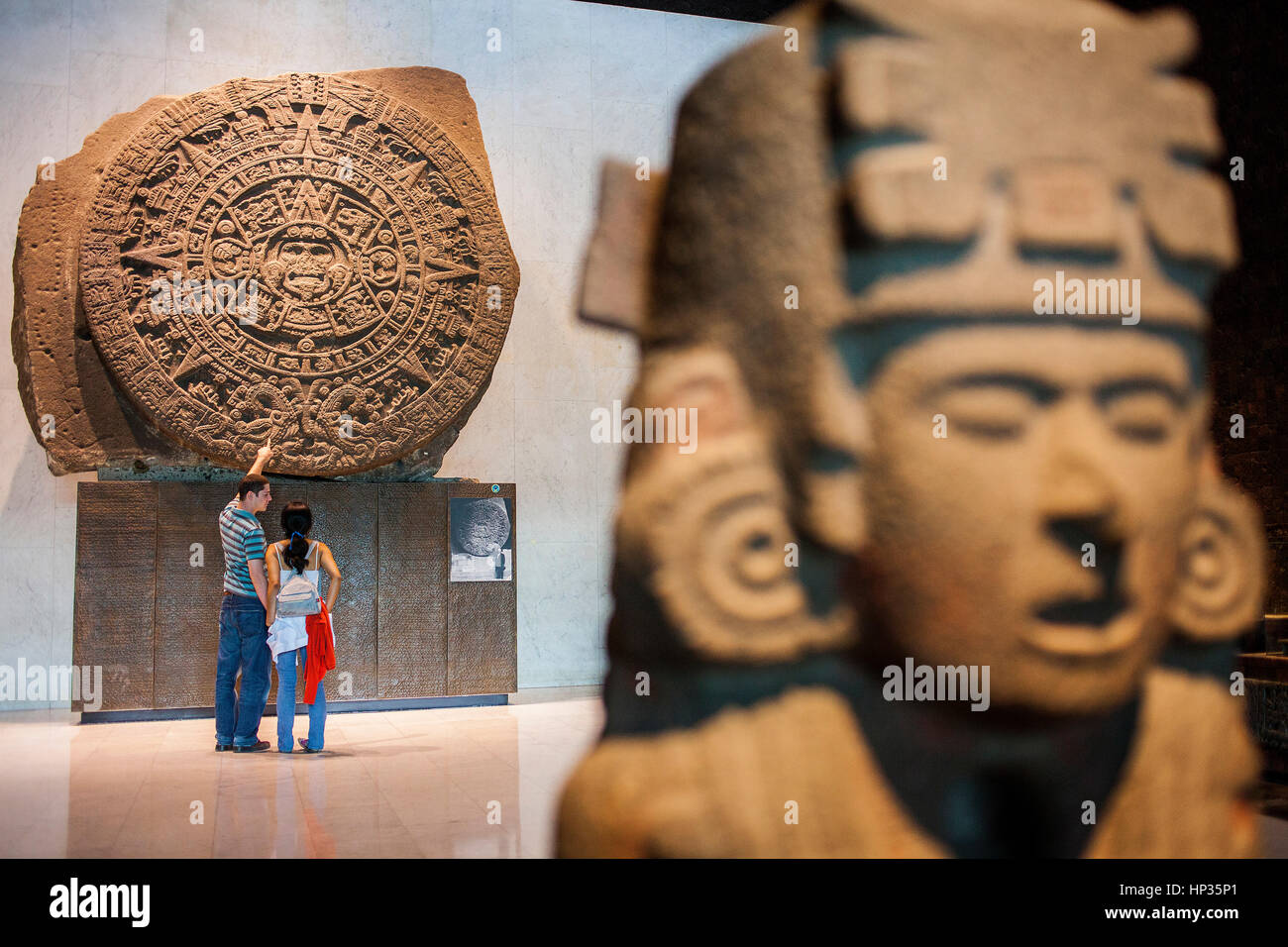 The Aztec Stone of the Sun, National Museum of Anthropology, Mexico City, Mexico Stock Photo