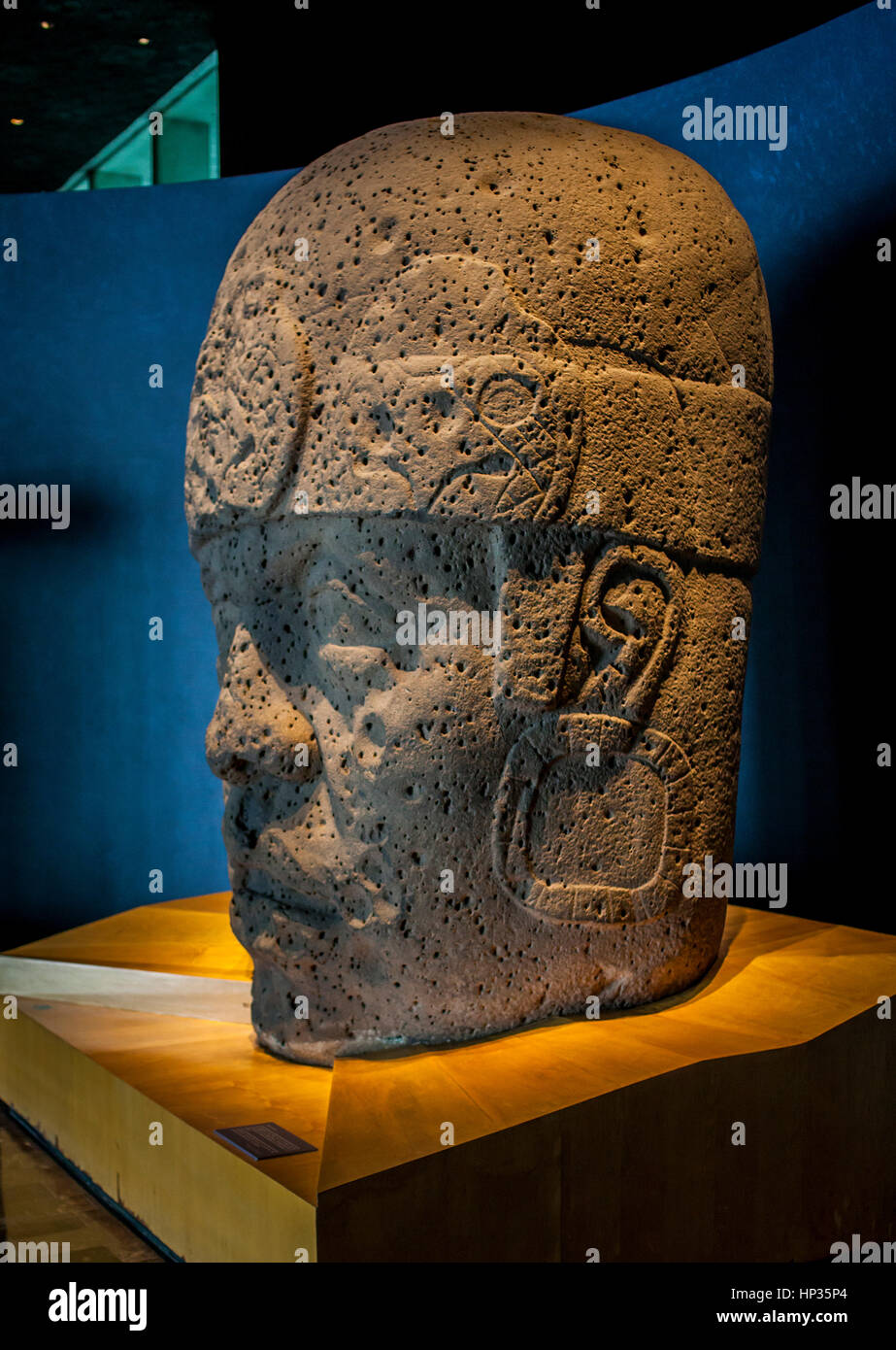 Olmec Giant Head, National Museum of Anthropology. Mexico City. Mexico Stock Photo