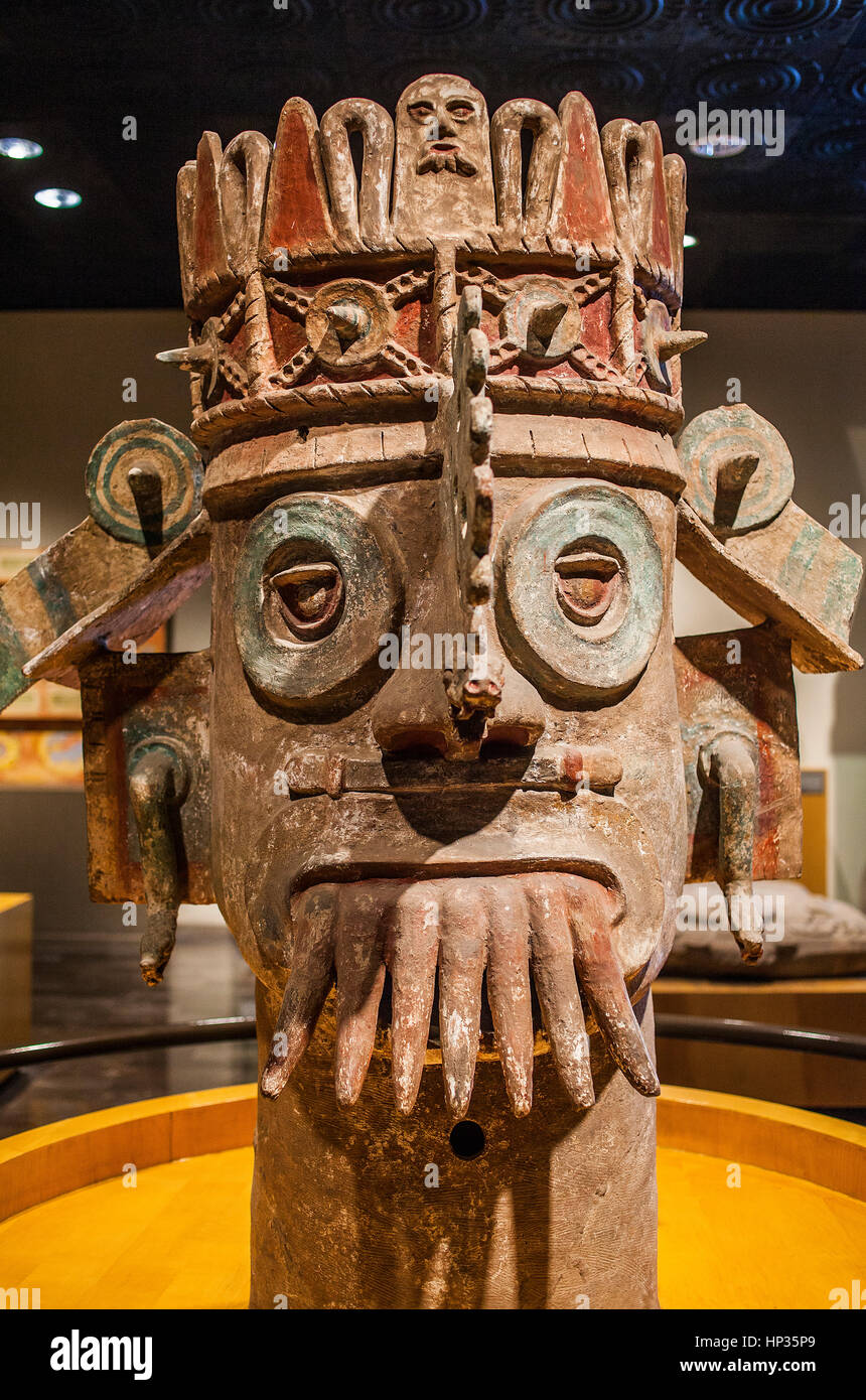 Dios del Agua,God of Water, 900-1500 dc, National Museum of Anthropology. Mexico City. Mexico Stock Photo