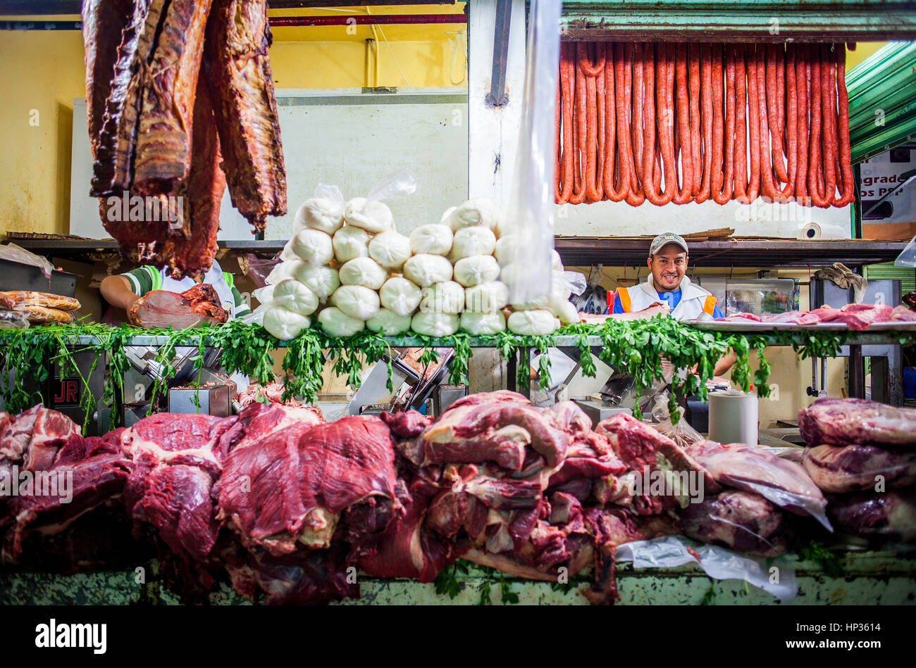 De la Merced market, Butcher, Mexico City, Mexico Stock Photo