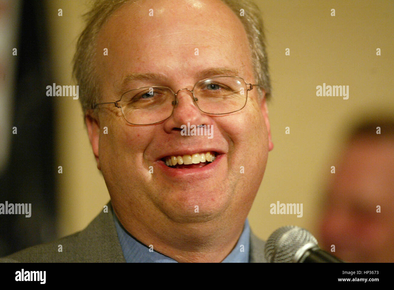 Karl Rove, special advisor to President Bush, speaks at a political rally in Irvine