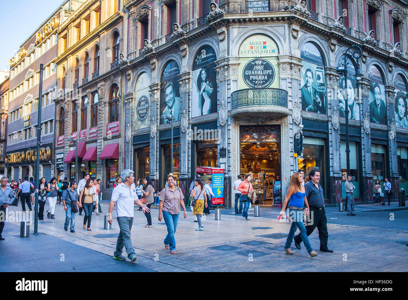 Francisco I Madero Street at Isabel la Católica avenue, Mexico City, Mexico Stock Photo