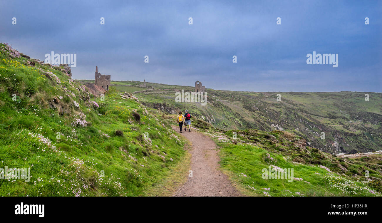 United Kingdom, South West England, Cornwall, Botallack Mine industrial heritage site Stock Photo