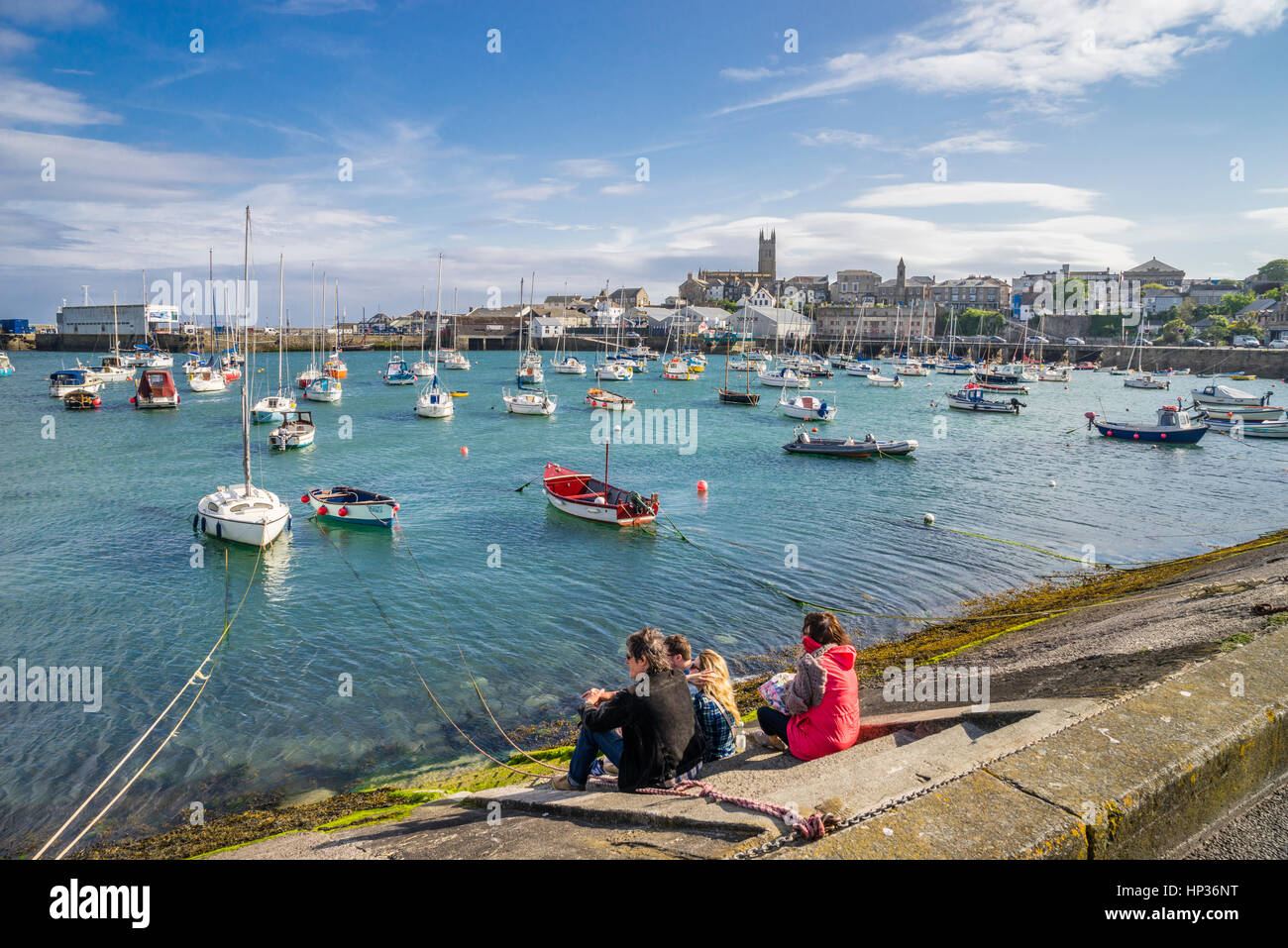 United Kingdom, South West England, Cornwall, view of Penzance harbour and town Stock Photo