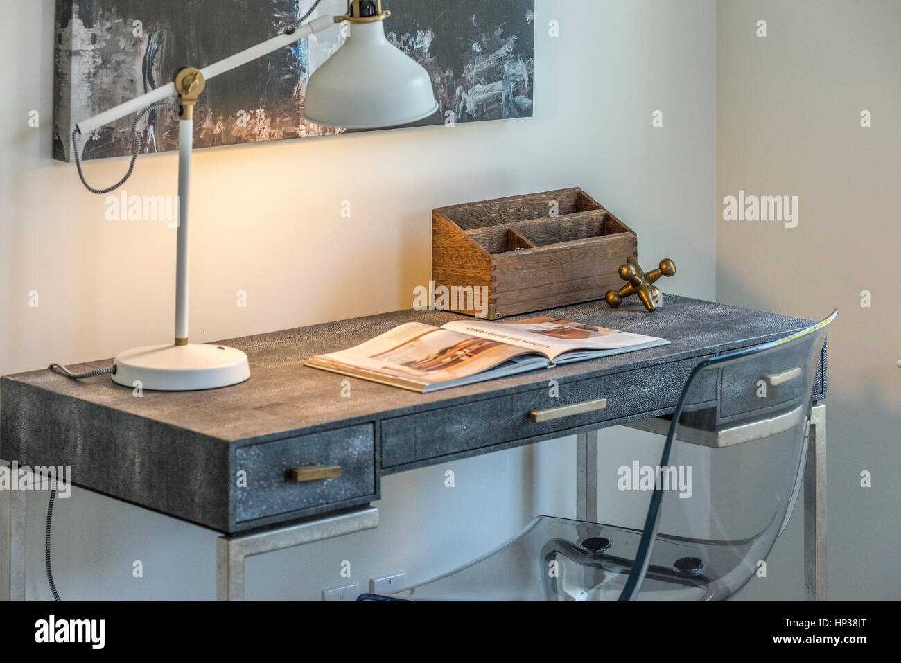 Small desk, Writing desk, home office, home office writing space, secretary table Stock Photo