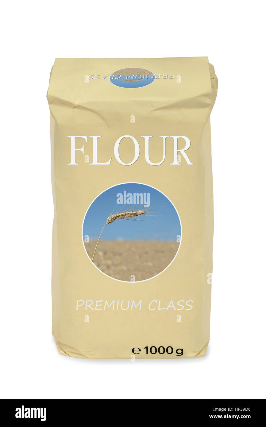 Flour wheat farina paper package Stock Photo