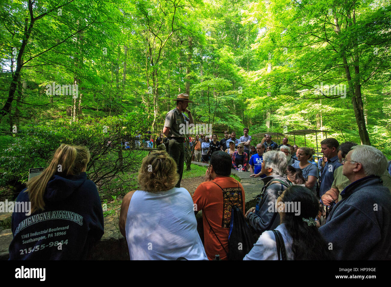 Park Ranger at Mammoth Cave National Park providing an introductory