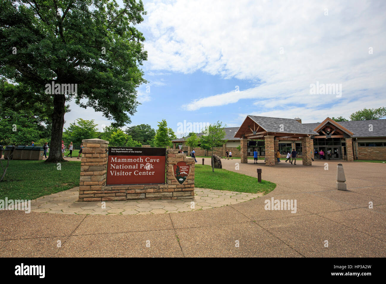 sign and entrance to the visitor center at Mammoth Cave