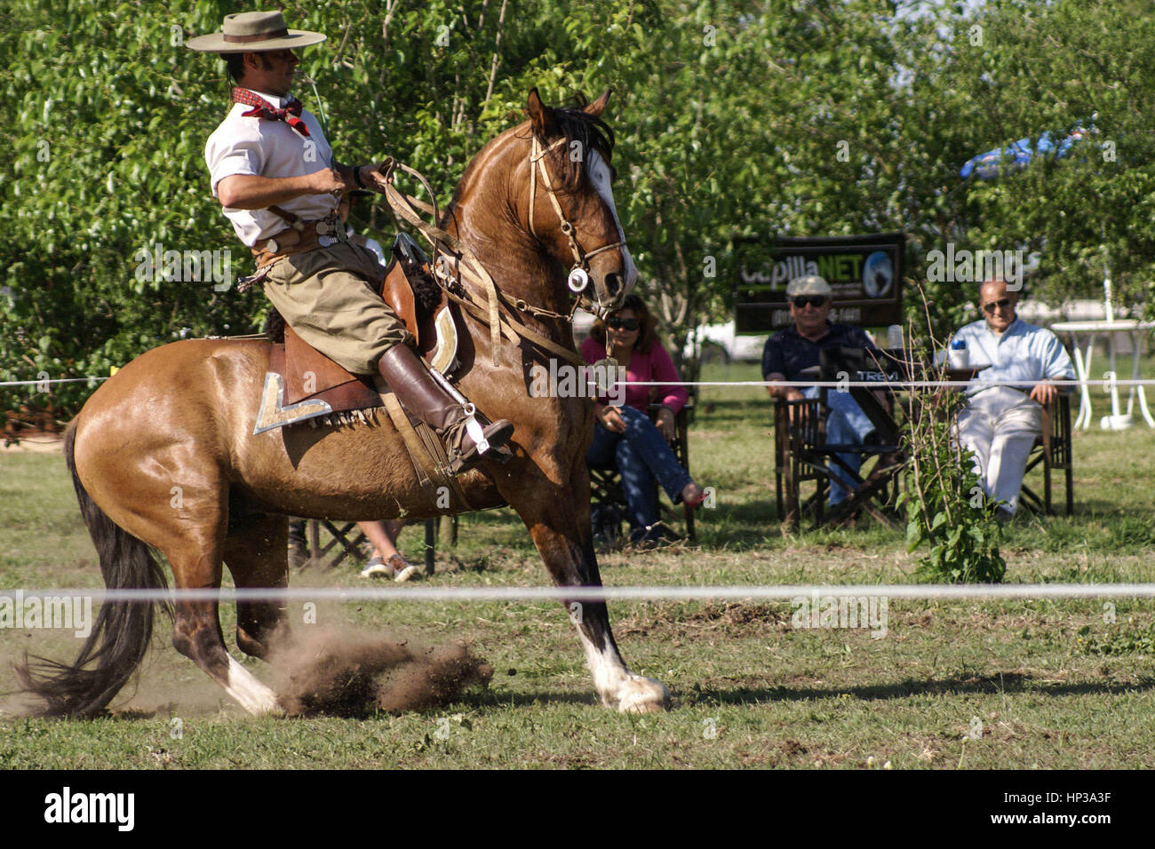 A Gaucho riding a horse Stock Photo