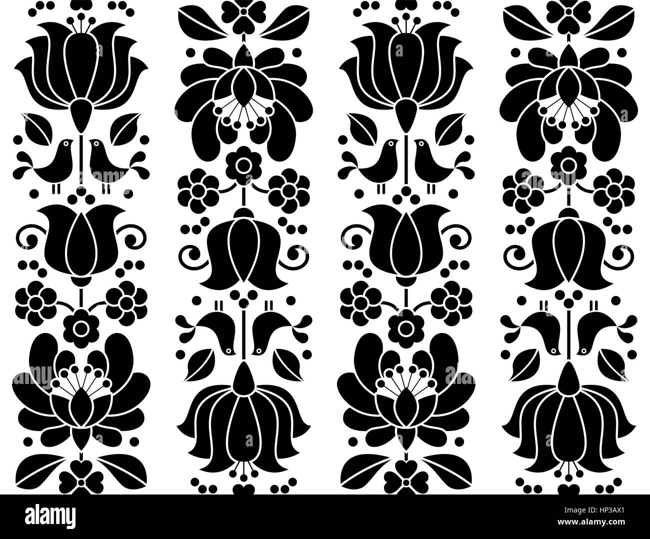 Seamless floral pattern - Kalocsai embroidery - traditional folk design from Hungary Stock Vector