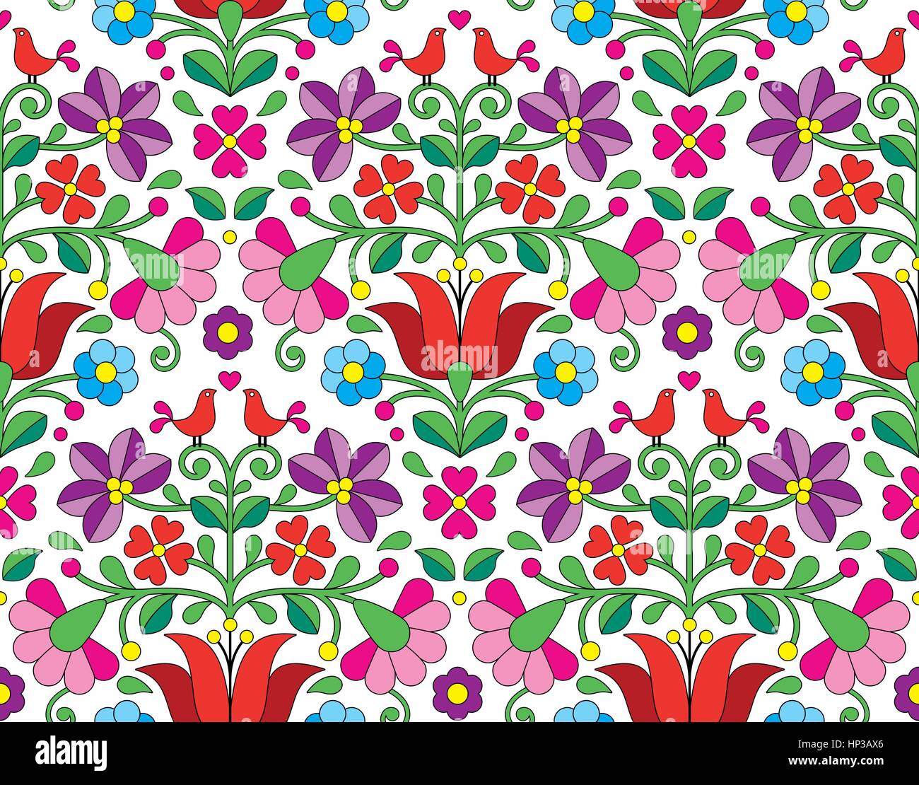 Kalocsai floral emrboidery seamless pattern - Hungarian folk art ...