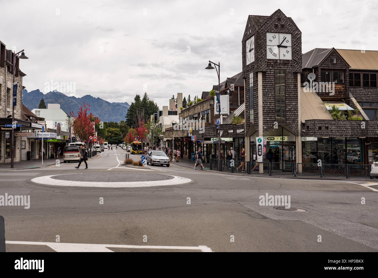 Queenstown city centre and clock tower, Otago region, South Island, New