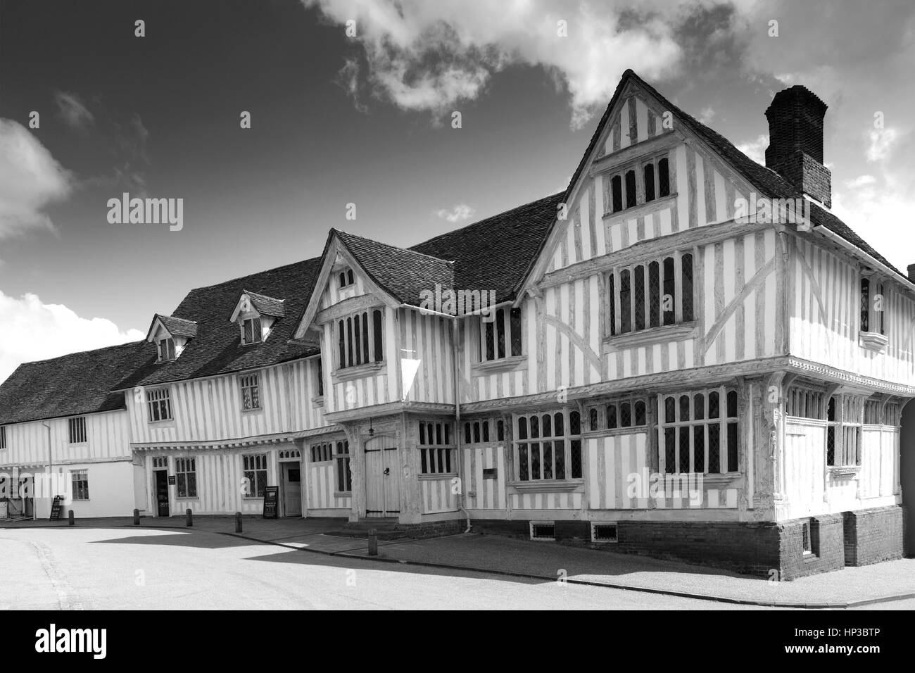 The Corpus Christi Guildhall, Market square, Lavenham village, Suffolk County, England, Britain. Built in the 16th century. Stock Photo