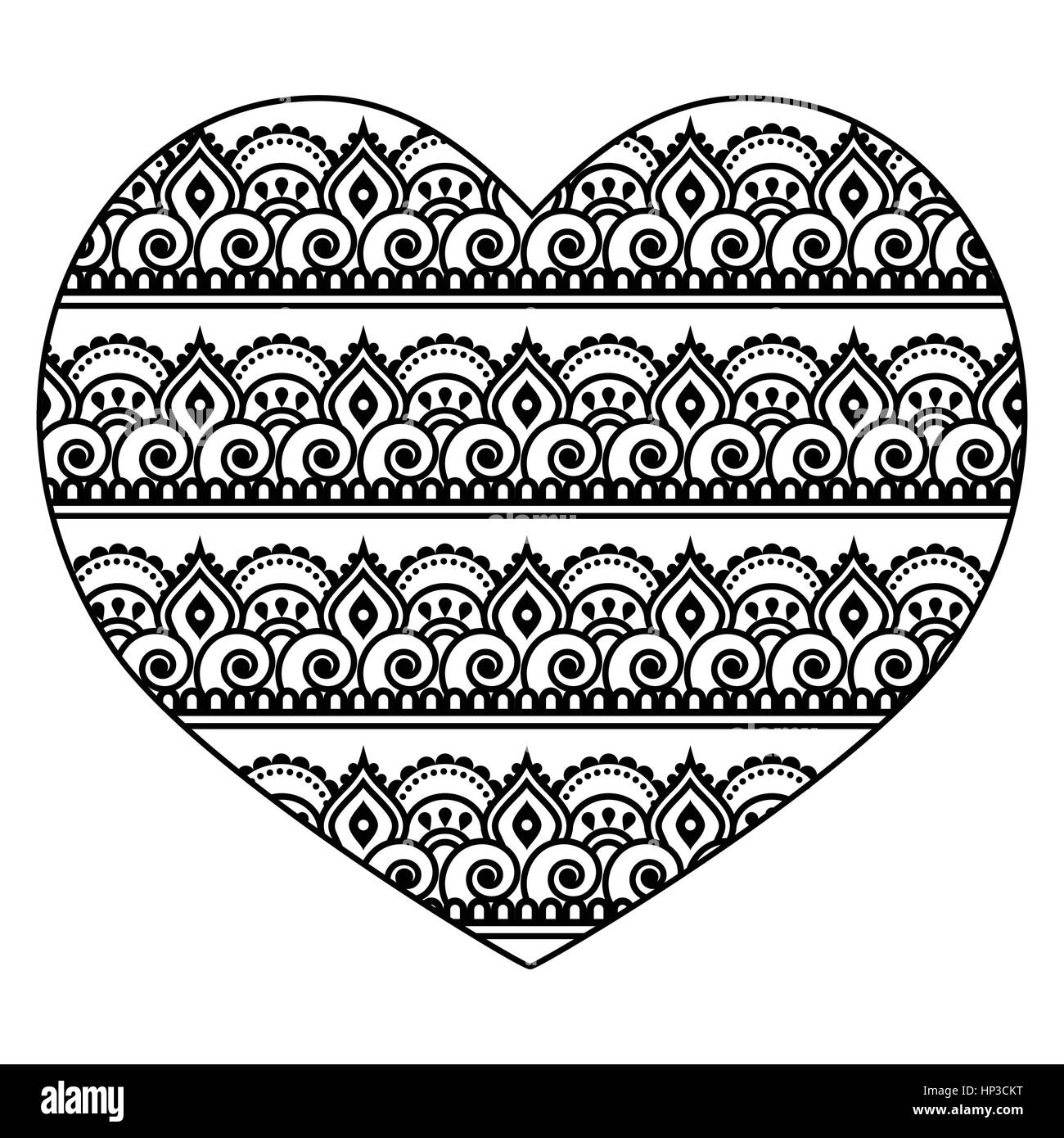Mehndi Indian Henna Tattoo Heart Seamless Pattern Stock Vector Image Art Alamy