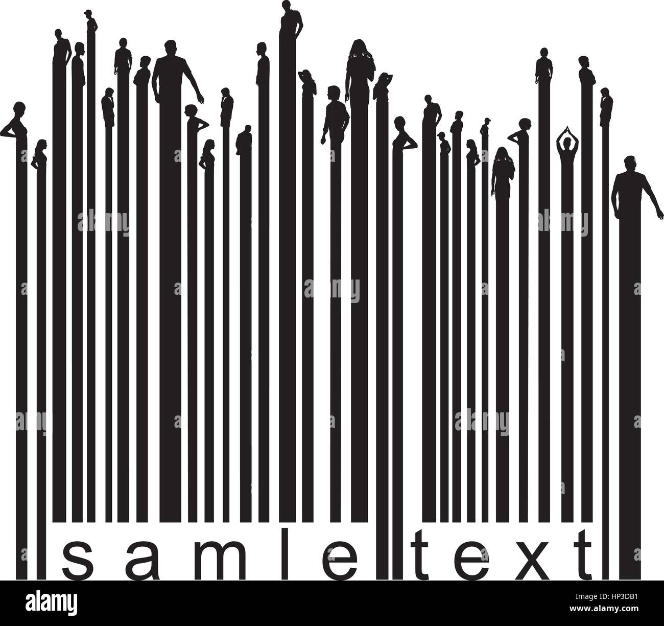 vector color illustration bar code changing the people Stock Vector