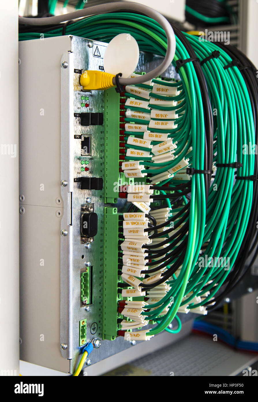 Industrial electrical panel with electronic devices for relay