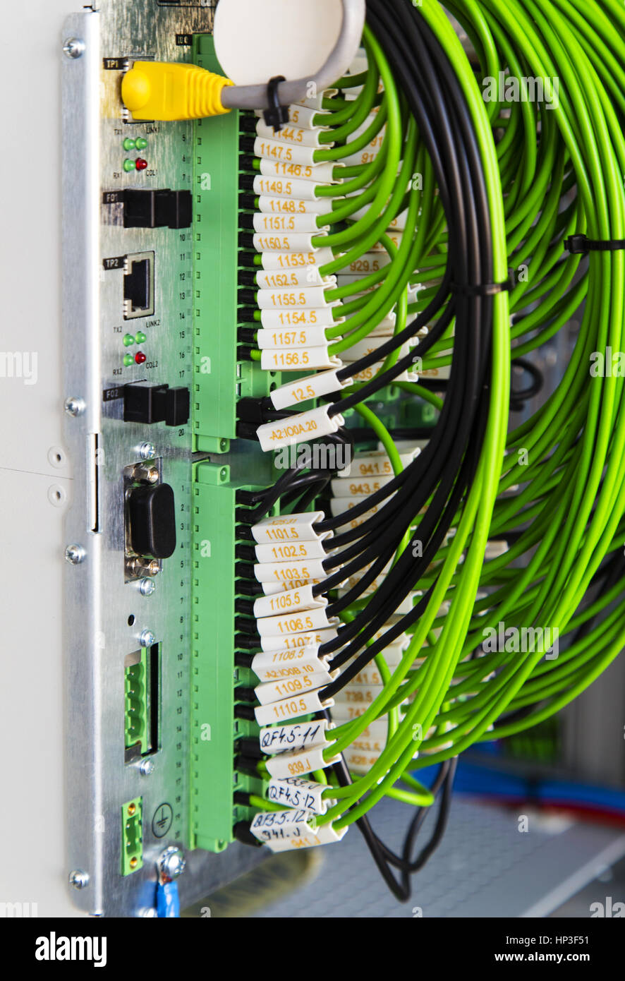 Industrial electrical panel with electronic devices for relay