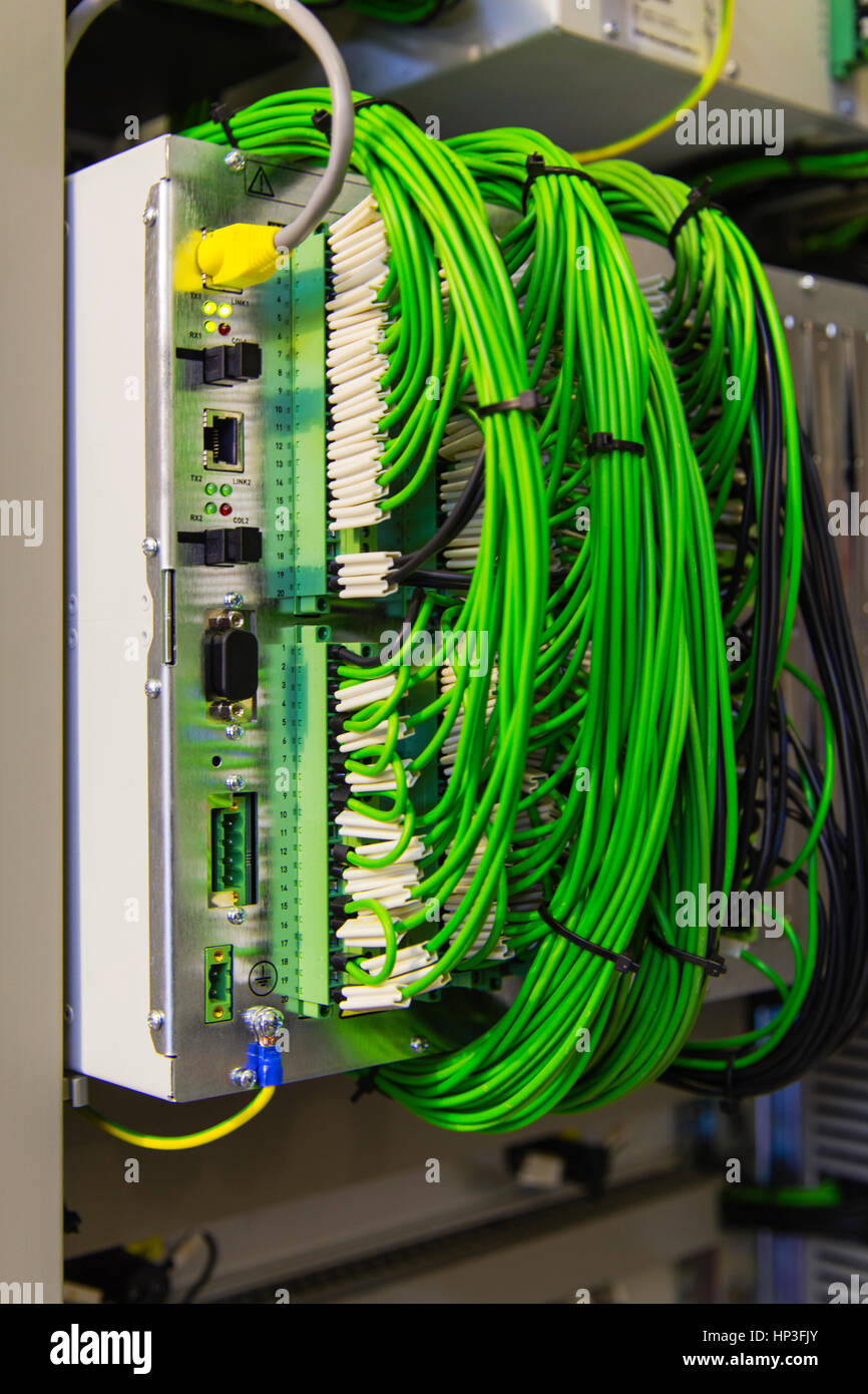 Industrial electrical panel with electronic devices for relay