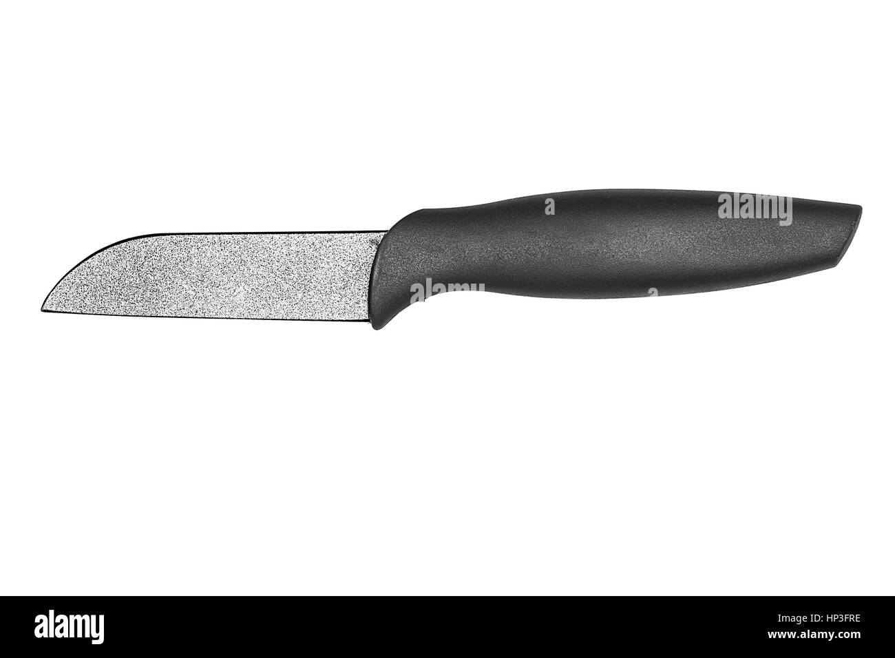 large kitchen knife with a plastic handle on white background Stock Photo