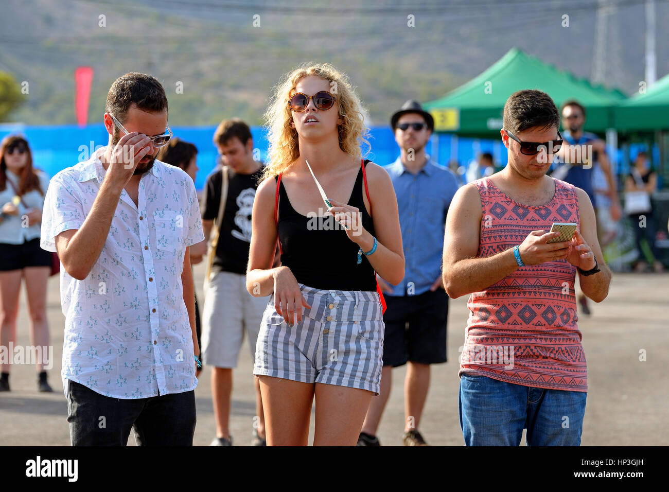 BENICASSIM, SPAIN - JULY 18: People at FIB Festival on July 18, 2014 in Benicassim, Spain. Stock Photo