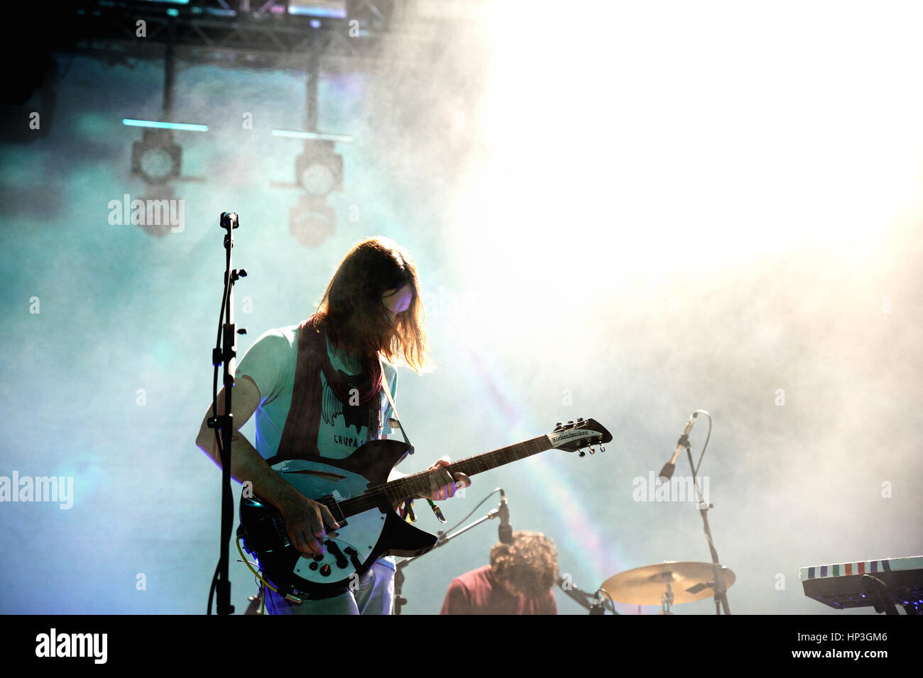 BENICASSIM, SPAIN - JULY 18: Tame Impala (band) performs at FIB Festival on July 18, 2014 in Benicassim, Spain. Stock Photo