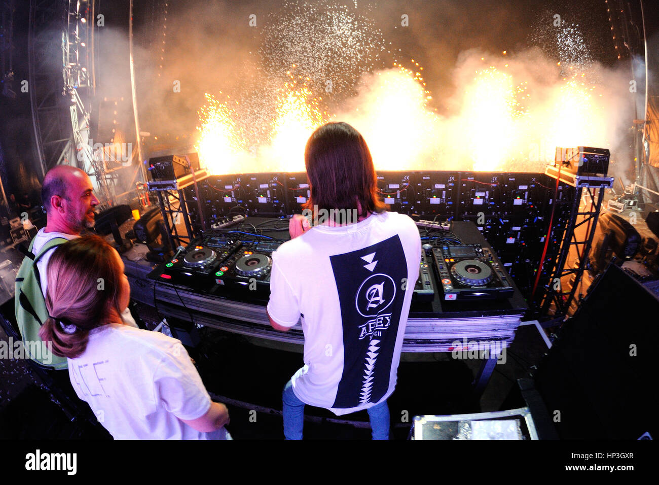 BENICASSIM, SPAIN - JULY 20: Alesso (Swedish DJ and electronic dance music producer) performs at FIB Festival on July 20, 2014 in Benicassim, Spain. Stock Photo