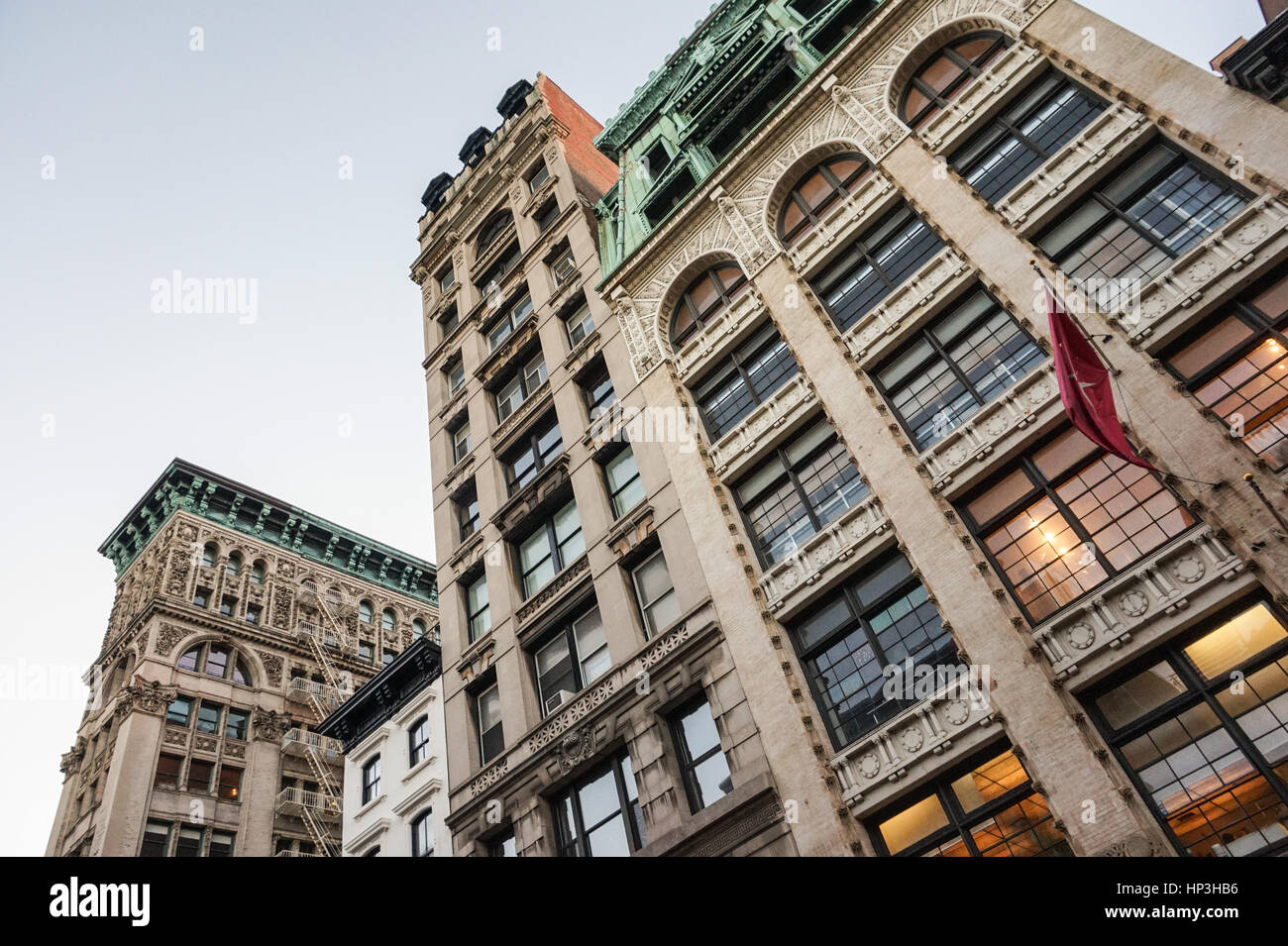 Traditional Cast-Iron buildings on Broadway in the historic district of Soho, New York City, USA Stock Photo