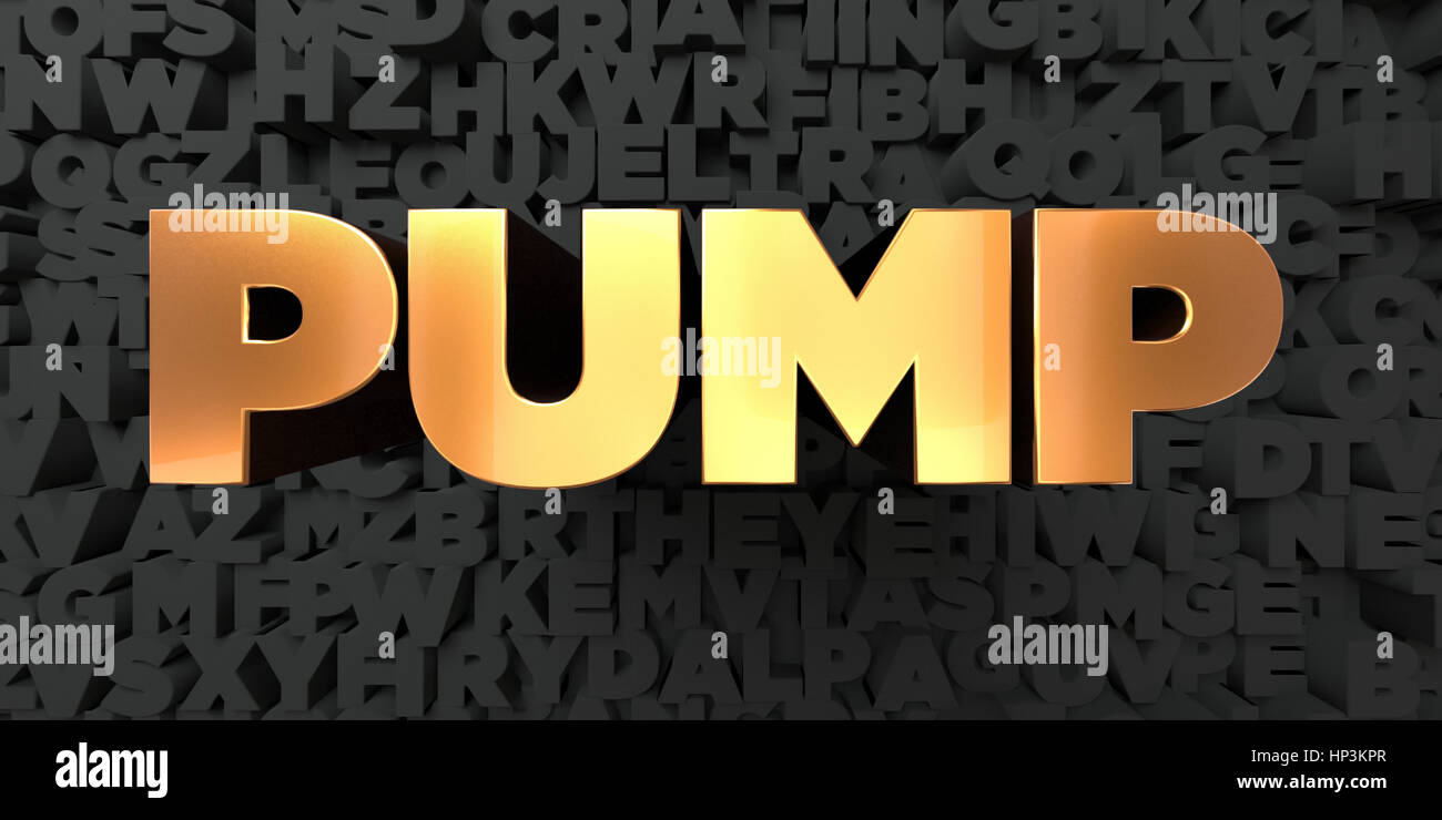 Pump Gold text on black background 3D rendered royalty free stock