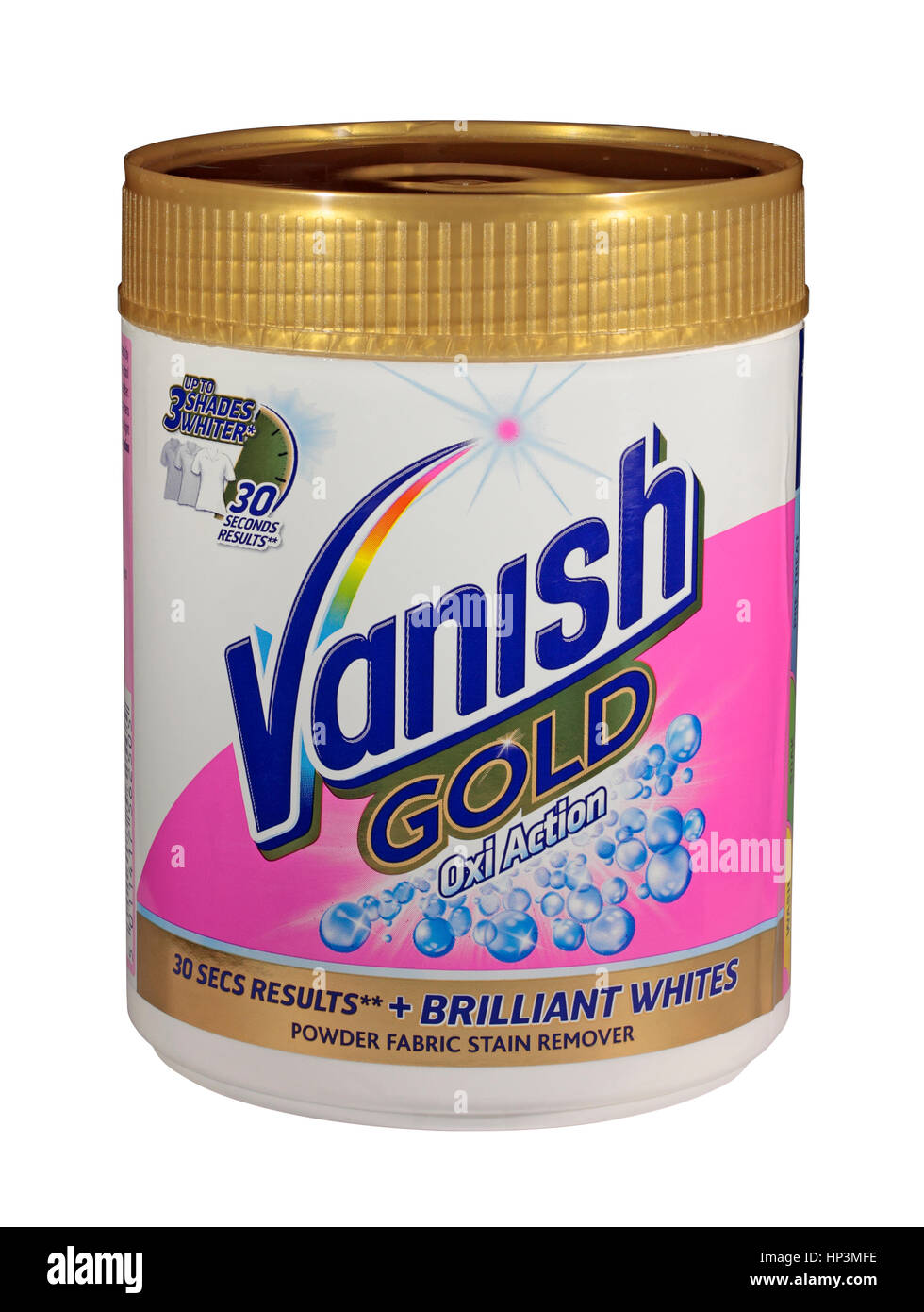 A Tub of Vanish Gold Oxi Action Powder fabric Stain Remover Isolated on a white background Stock Photo