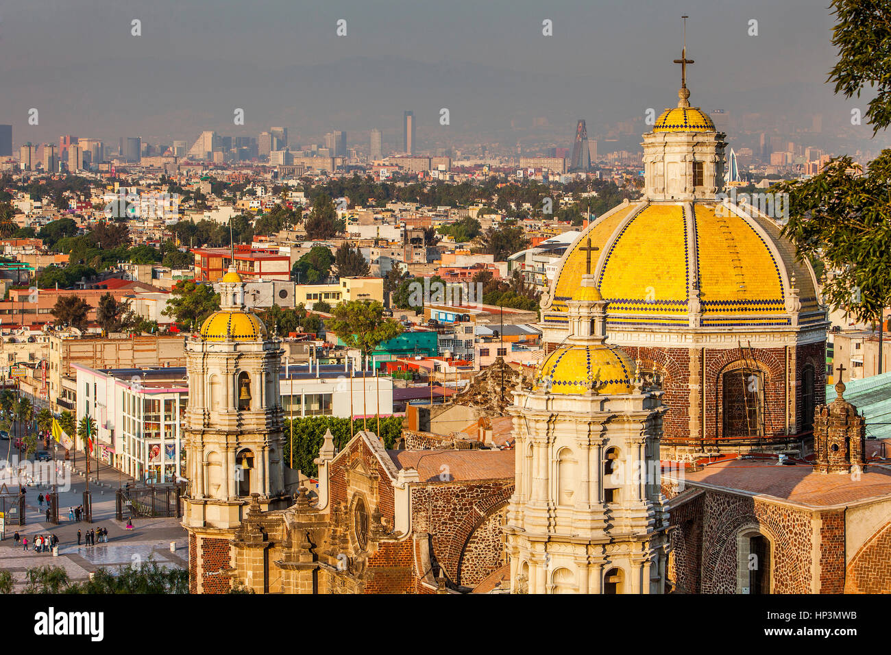 Skyline, cityscape, Old Basilica Our Lady of Guadalupe, Mexico City