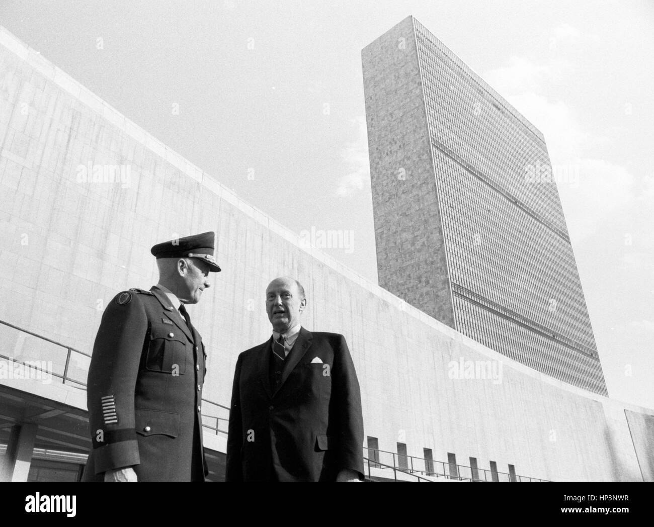 Adlai E. Stevenson and General Garrison H. Davidson at the United Nations Stock Photo
