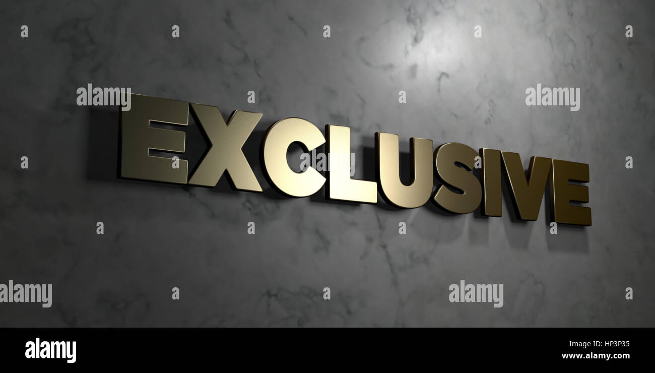 Exclusive - Gold sign mounted on glossy marble wall - 3D rendered ...