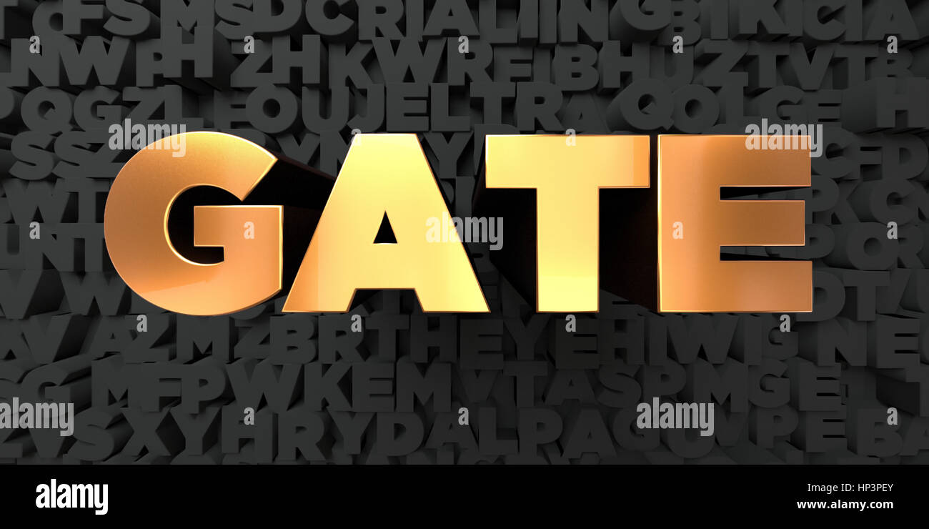 Gate Gold Text On Black Background 3d Rendered Royalty Free