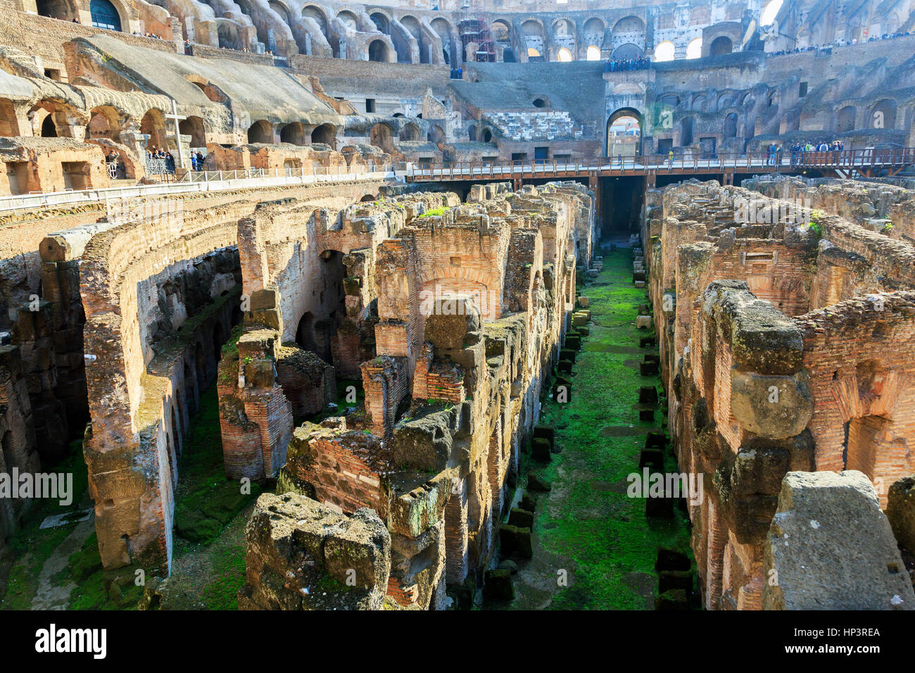 Views of the Roman Colosseum also known as Flavian amphitheatre, Rome, Italy Stock Photo