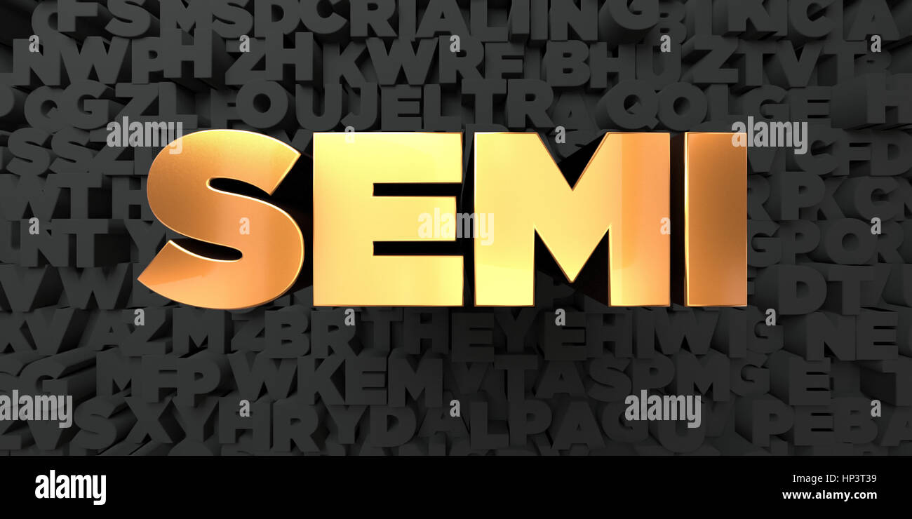 Semi Gold text on black background 3D rendered royalty free stock