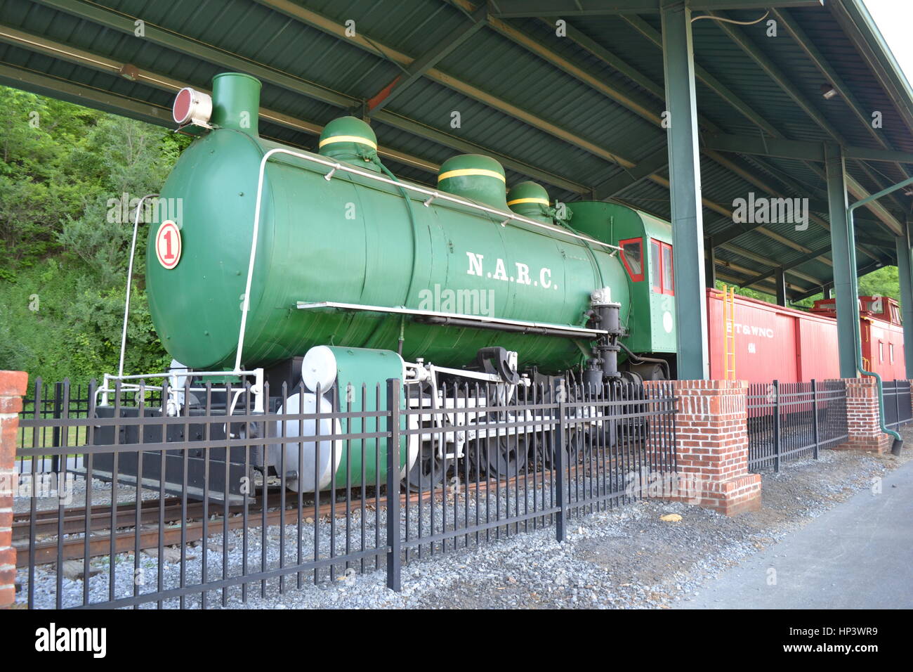 Preserved 'fireless' locomotive, Elizabethon, Tennessee, U.S.A. Stock Photo