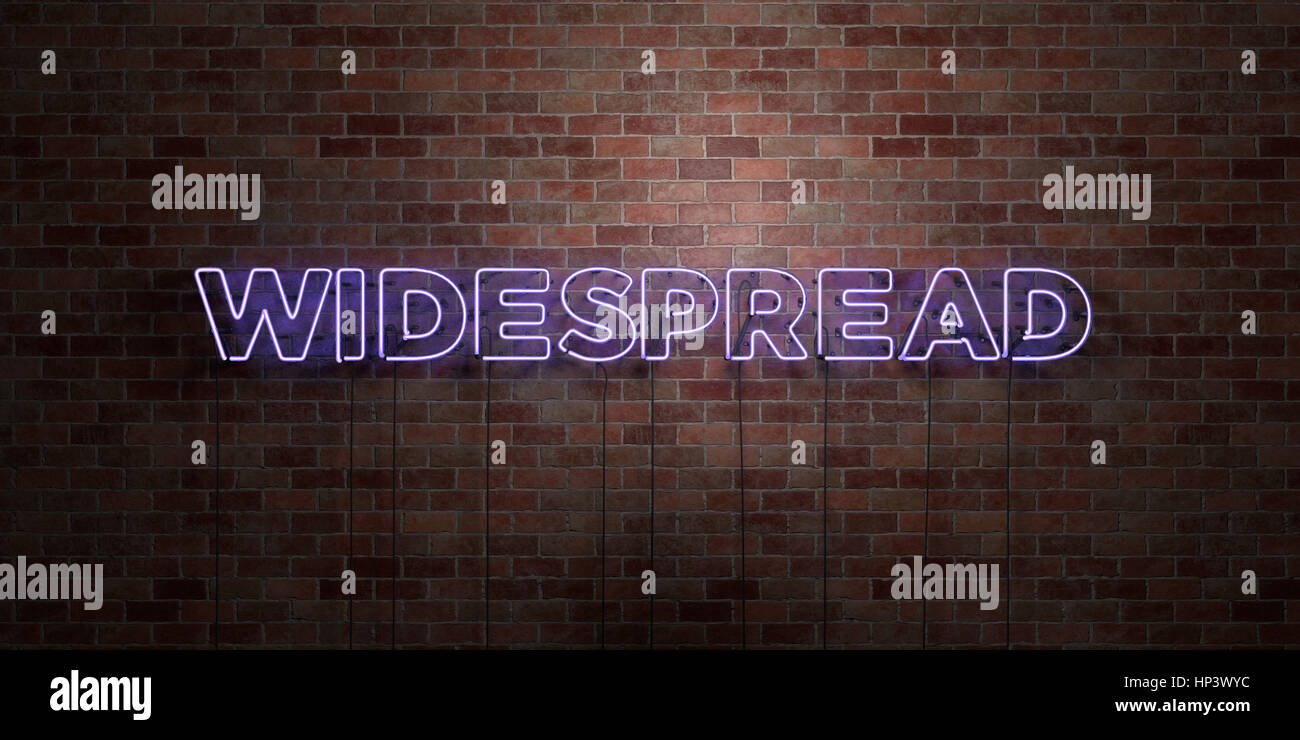 Widespread Sign WIDESPREAD - fluorescent Neon tube Sign on brickwork - Front view - 3D ...