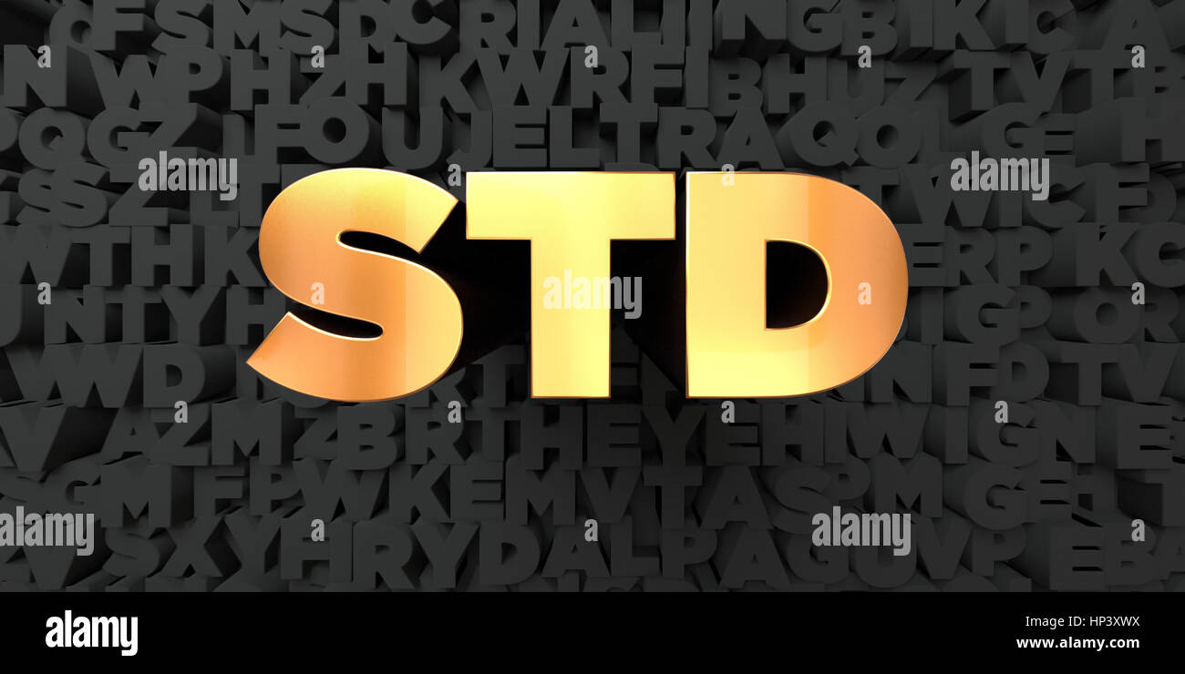 Std Gold Text On Black Background 3d Rendered Royalty Free