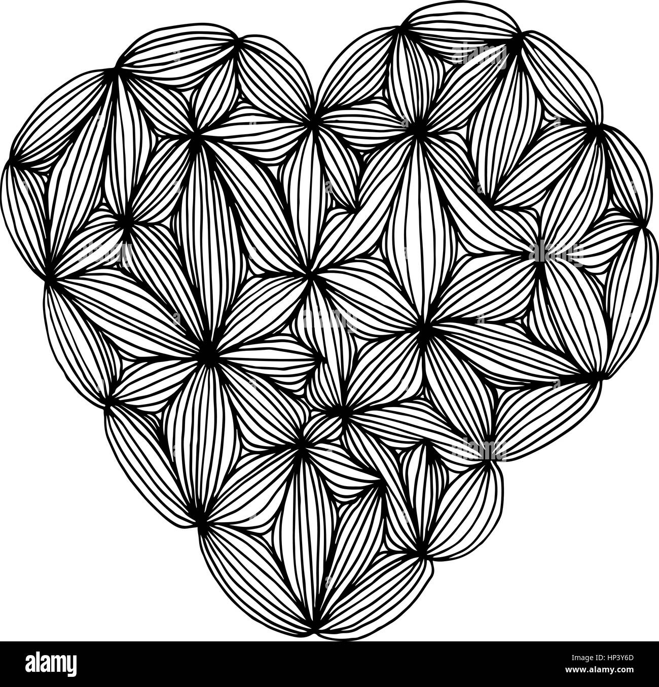 Hand drawn heart zentangle style Stock Vector