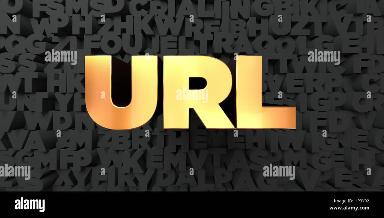 Url Gold Text On Black Background 3d Rendered Royalty Free