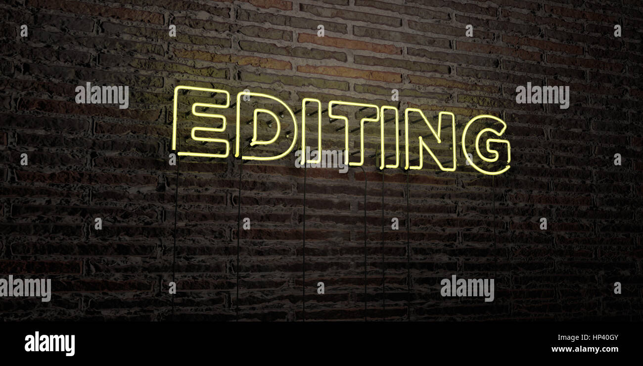 EDITING -Realistic Neon Sign on Brick Wall background - 3D rendered royalty  free stock image. Can be used for online banner ads and direct mailers  Stock Photo - Alamy