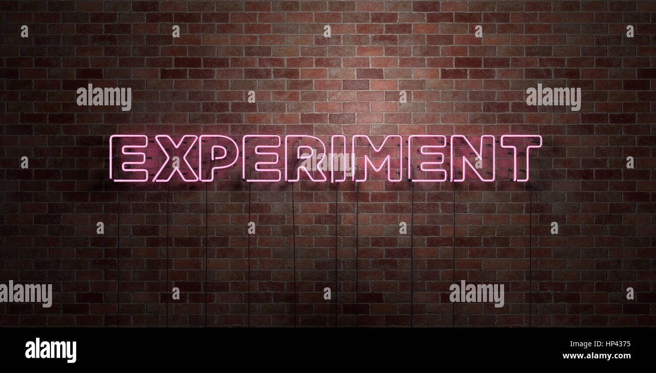 EXPERIMENT - fluorescent Neon tube Sign on brickwork - Front view - 3D ...